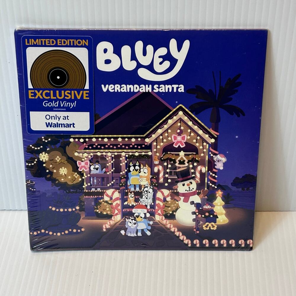 Bluey Gold Vinyl 7" Walmart Exclusive Verandah Santa NEW Sealed Ltd Ed Record